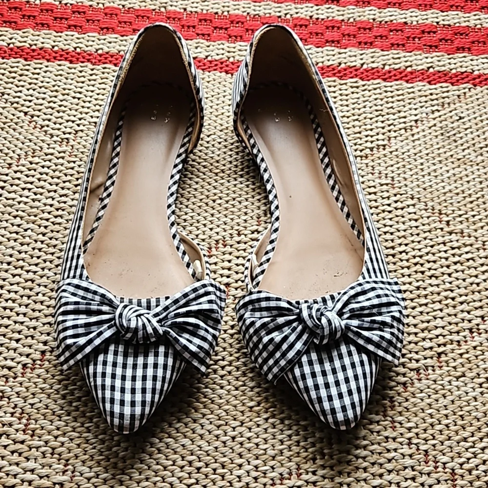 Gingham bow flats 9.5